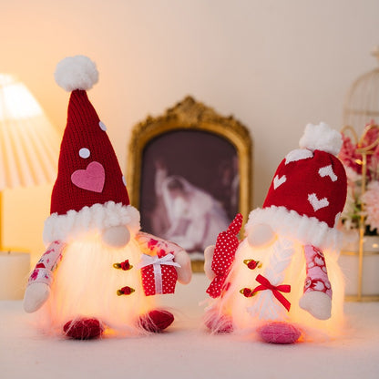 Couple's Love Dwarf Doll Ornament with Luminous Lights Doll Christmas Gift