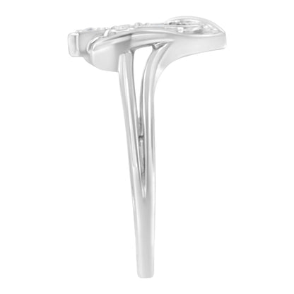 10K White Gold Diamond-Accented Cross & Open Heart Promise Fashion Ring (H-I Color, I1-I2 Clarity)