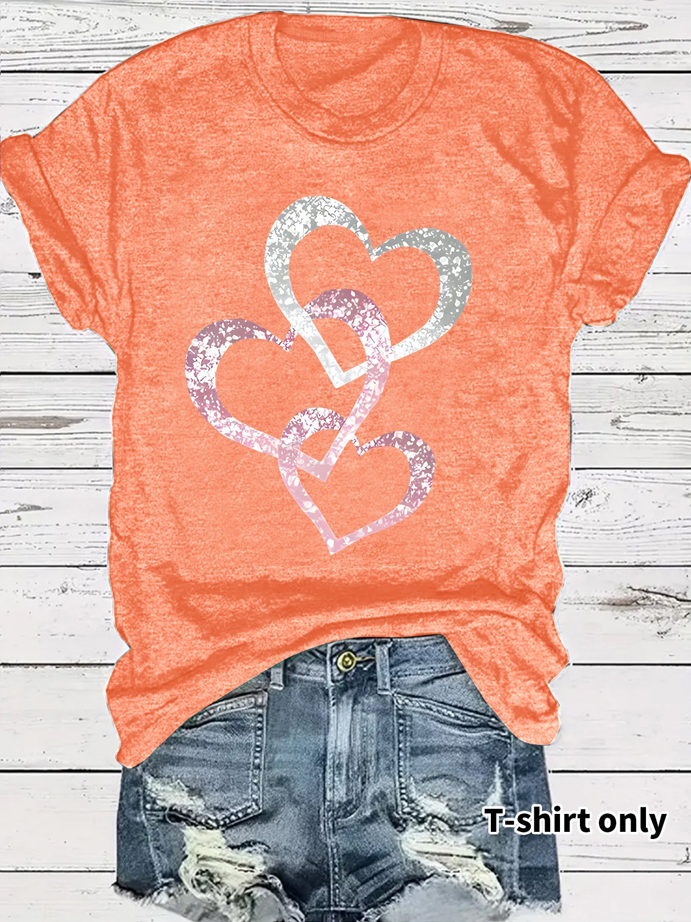 Short Sleeved Hearts T-Shirt Women's