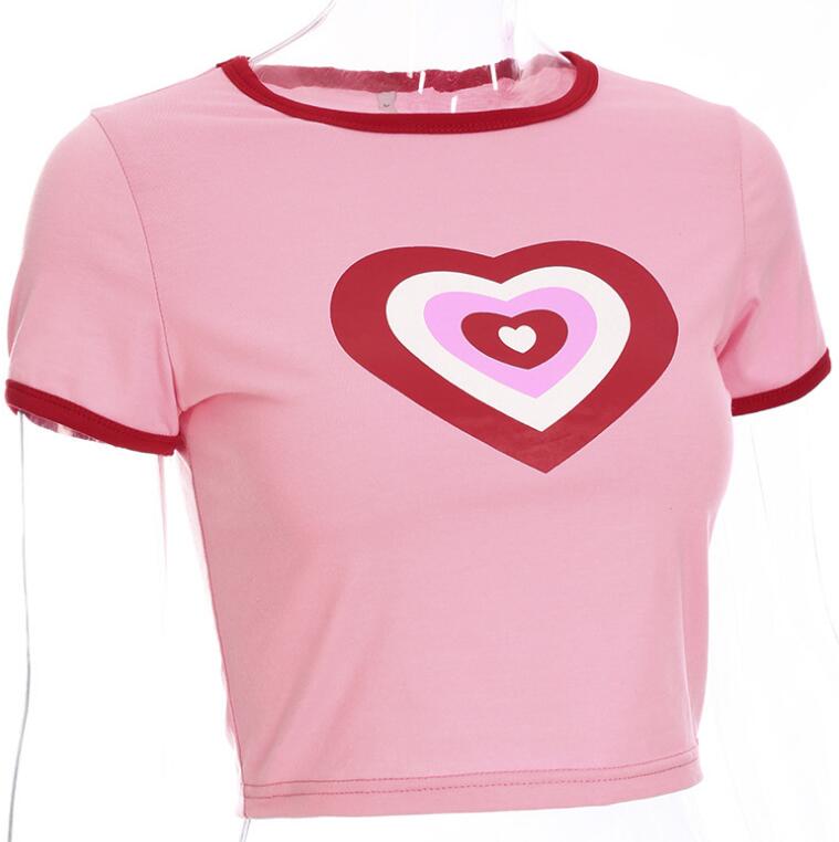 Love Heart Print Short Sleeve T-Shirt