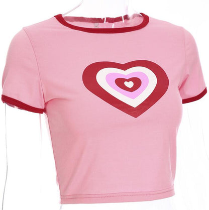 Love Heart Print Short Sleeve T-Shirt