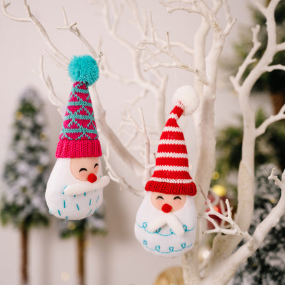Christmas Decoration Cartoon Striped Pom-Pom Hanging Ornament Pointed Hat Old Man Head Tree Ornament