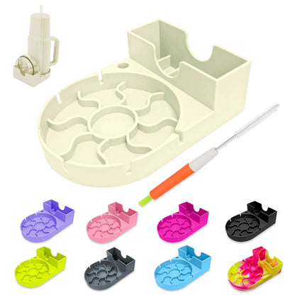 SISAYWEY Cup Drying Rack Tumbler Drying Rack for Travel Mug Baby Bottle Drying Rack Portable Travel Tumbler Drying Stand Soft Silicone Dryer Rack for Stanley with Straw Brush