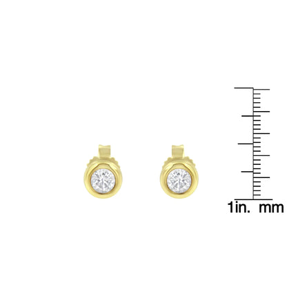 10K Gold 1/4 Cttw Round Brilliant-Cut Near Colorless Diamond Bezel-Set Stud Earrings (H-I Color, I1-I2 Clarity)