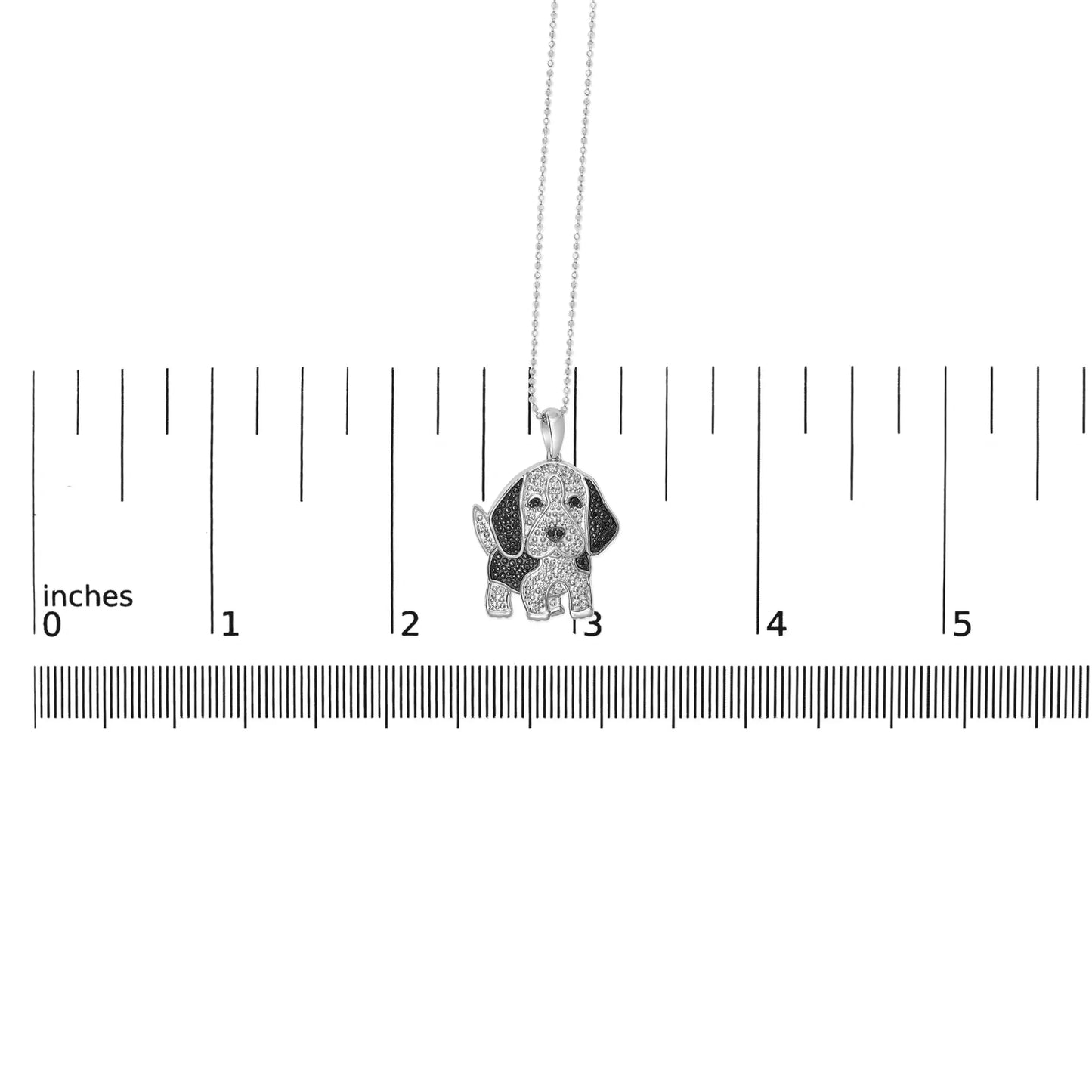 .925 Sterling Silver 1/4 cttw White and Black Diamond Dog Pendant Necklace 18 inch (I-J Color, I2-I3 Clarity)