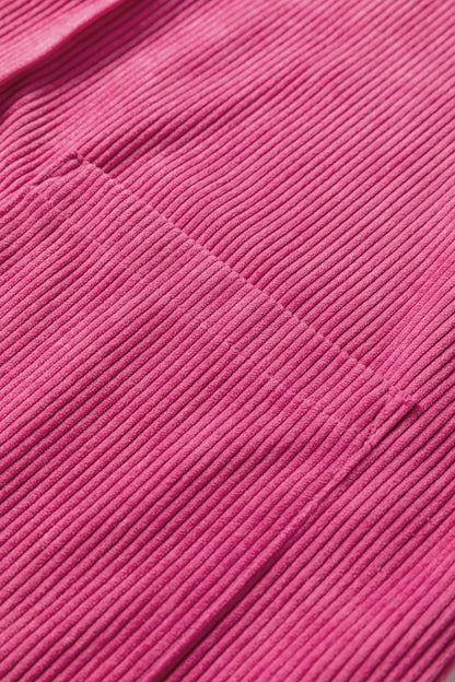 Black Corduroy Sleeveless Mini Dress With Patched Pockets