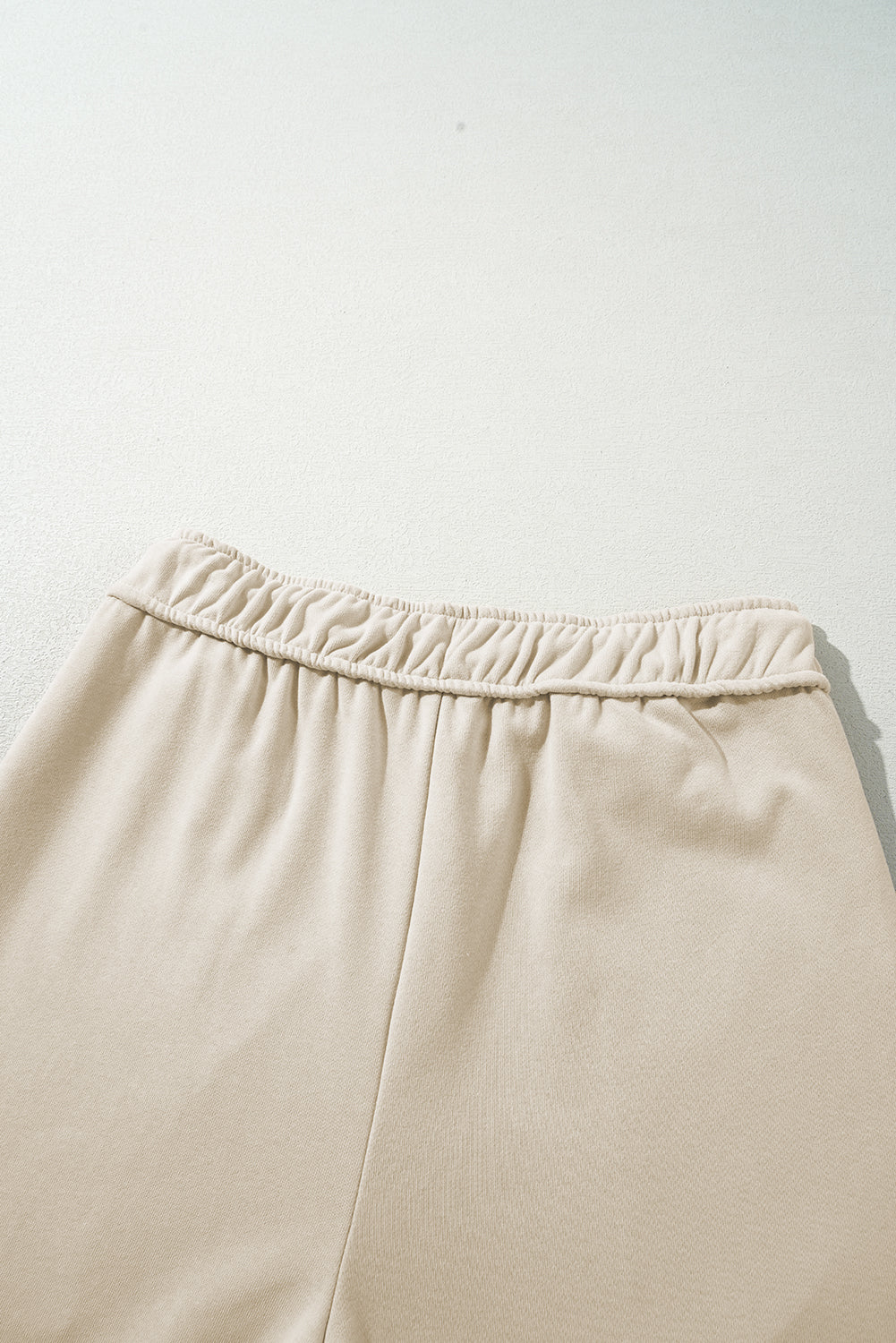 Apricot Loop Drawstring Elastic Waistband Casual Wide Leg Pants