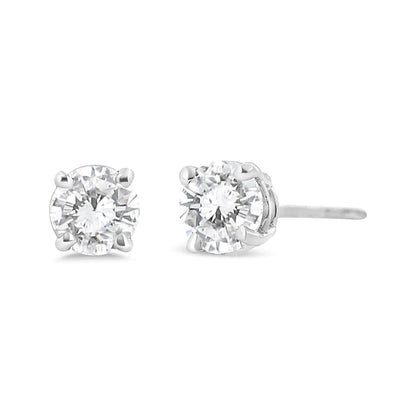 14K White Gold 3/4 Cttw Lab Grown Diamond 4-Prong Classic Stud Earrings (F-G Color, VS2-SI1 Clarity)