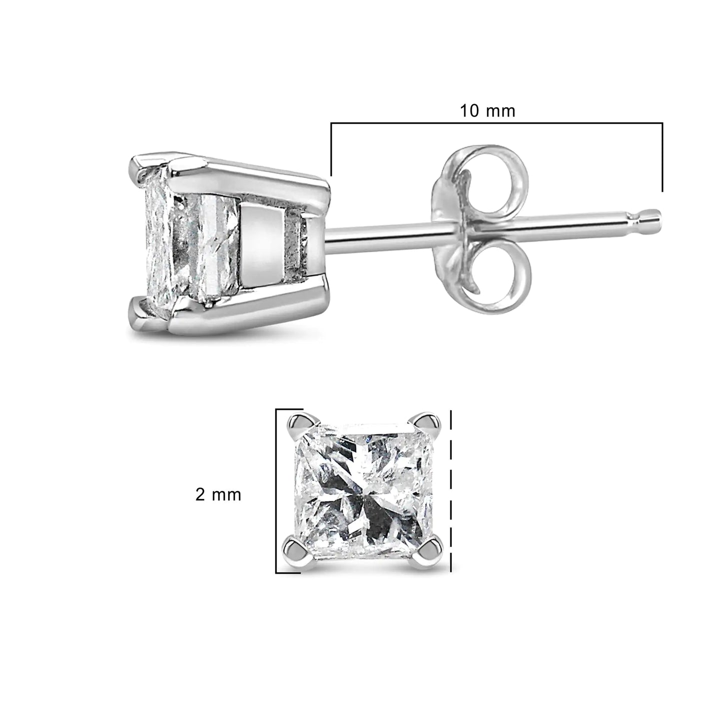 14K White Gold 1/10 Cttw Princess-cut Diamond Solitaire Stud Earrings (H-I Color, I1-I2 Clarity)